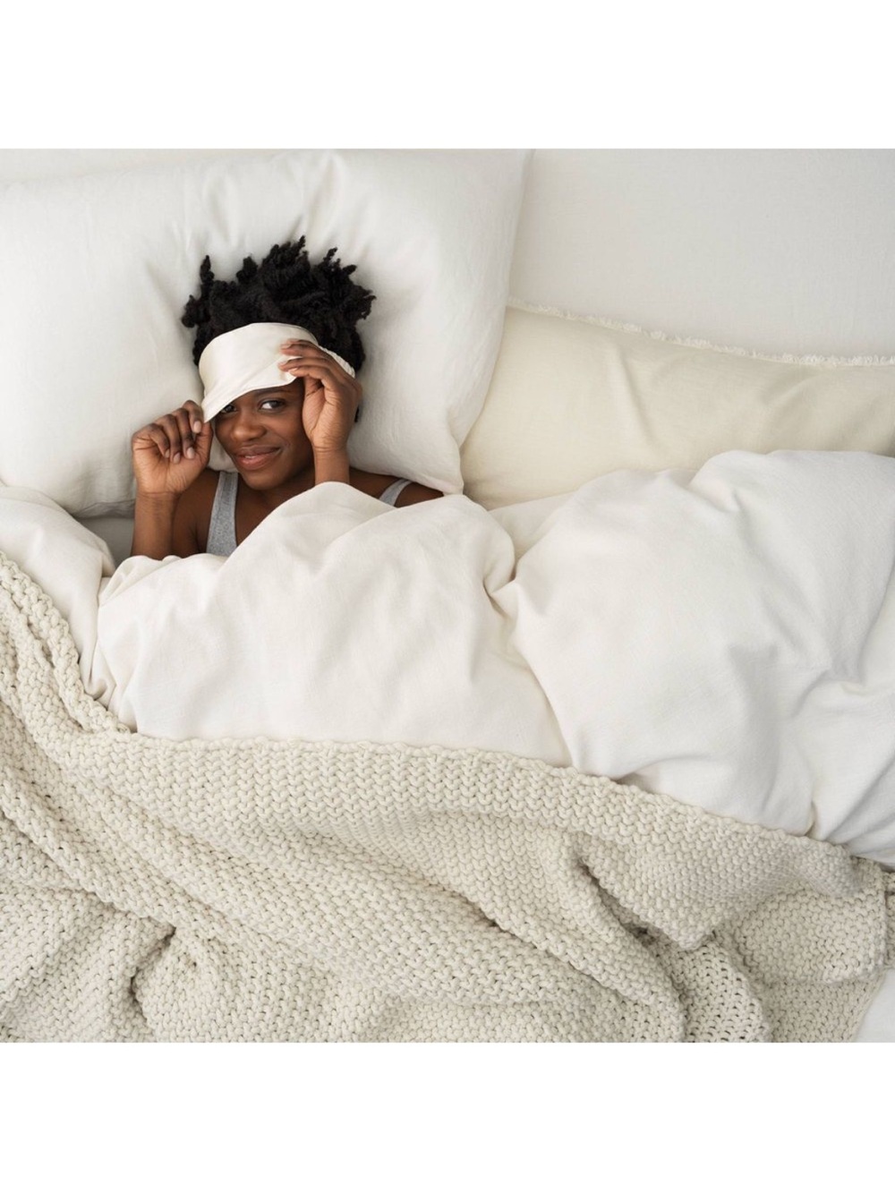 Full/Queen Chunky Knit Bed Blanket Natural - Casaluna™ - Picture 3 of 5